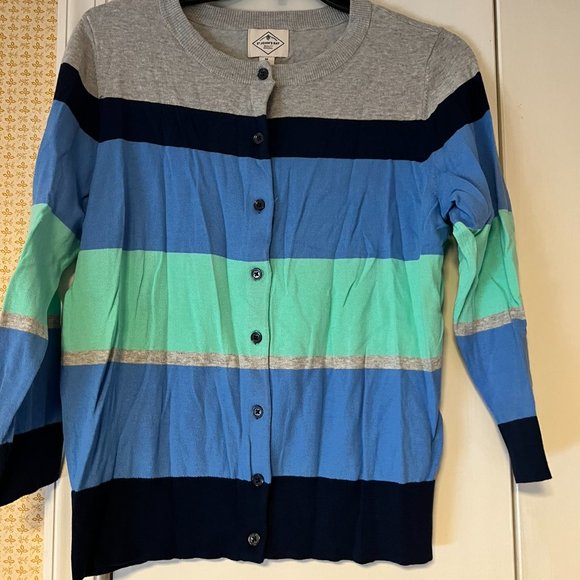 St John's Bay Blue Striped Cardigan - Medium - Picture 3 of 4